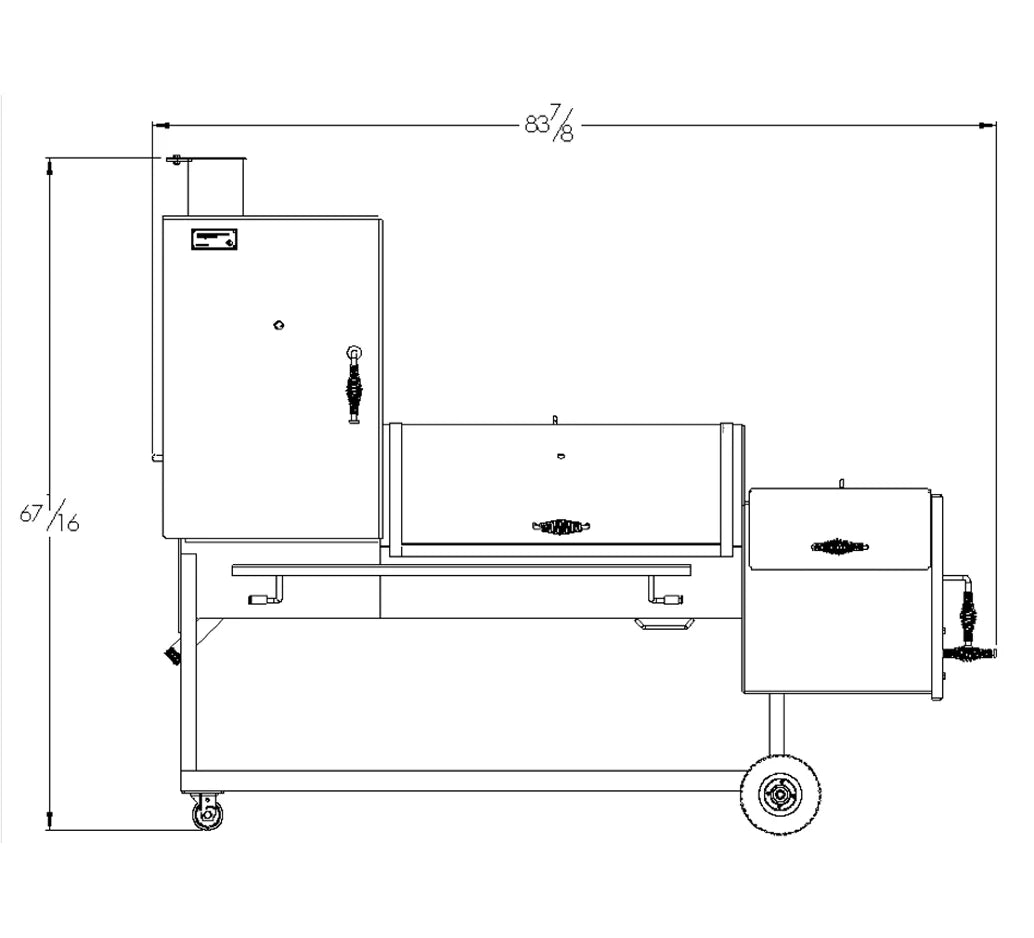 Old Country BBQ Pits Angus Offset with vertical chamber Smoker OC20x80