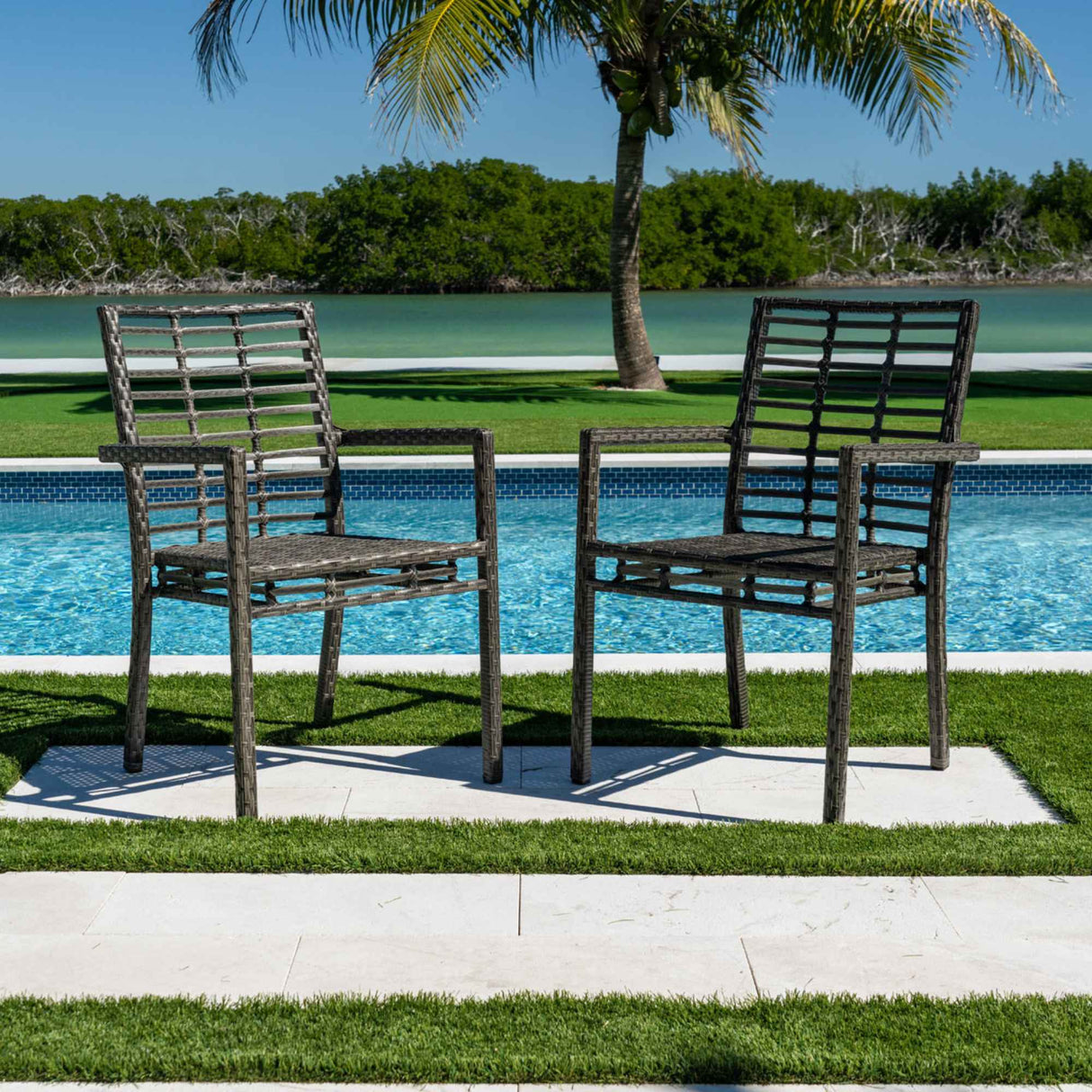 Panama Jack Graphite Set of 2 Stackable Armchairs