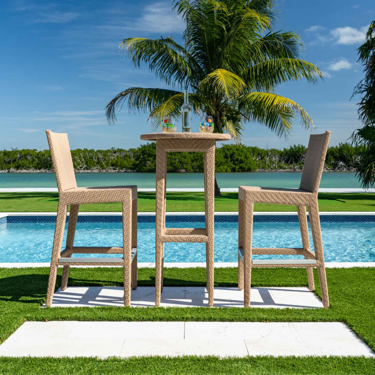 Panama Jack Austin 3-Piece Round Pub Table Set