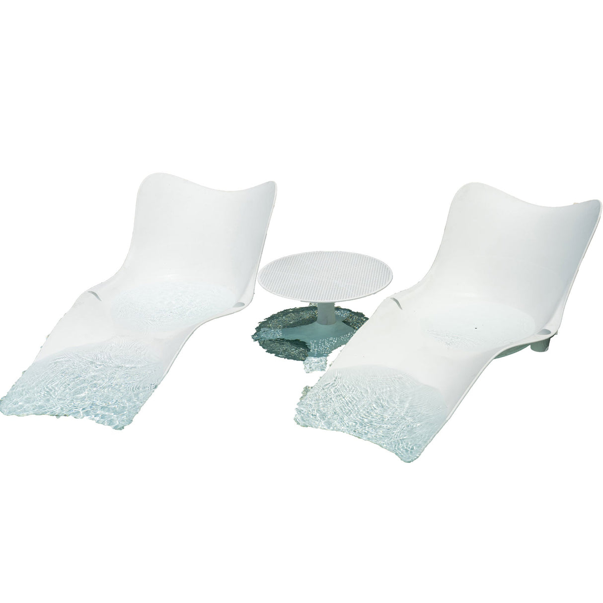 Panama Jack Set of 2 Wave In-Pool Chaise Lounger with End Table