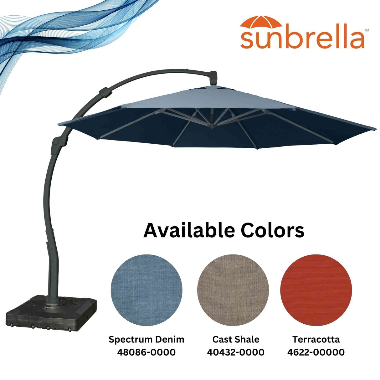 Panama Jack 11.5 Ft Cantilever Sunbrella Denim 360 Umbrella w/Movable Base