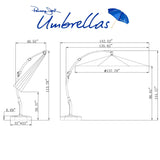 Panama Jack 11.5 Ft Cantilever Sunbrella Terracotta 360 Umbrella w/Movable Base