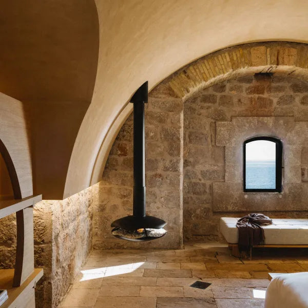 HearthArtSinn Shine 8 Luxury Hanging Disc-Shaped Real Fire Fireplace