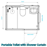 Chery Industrial  Bastone Portable Toilet with Shower Curtain Style