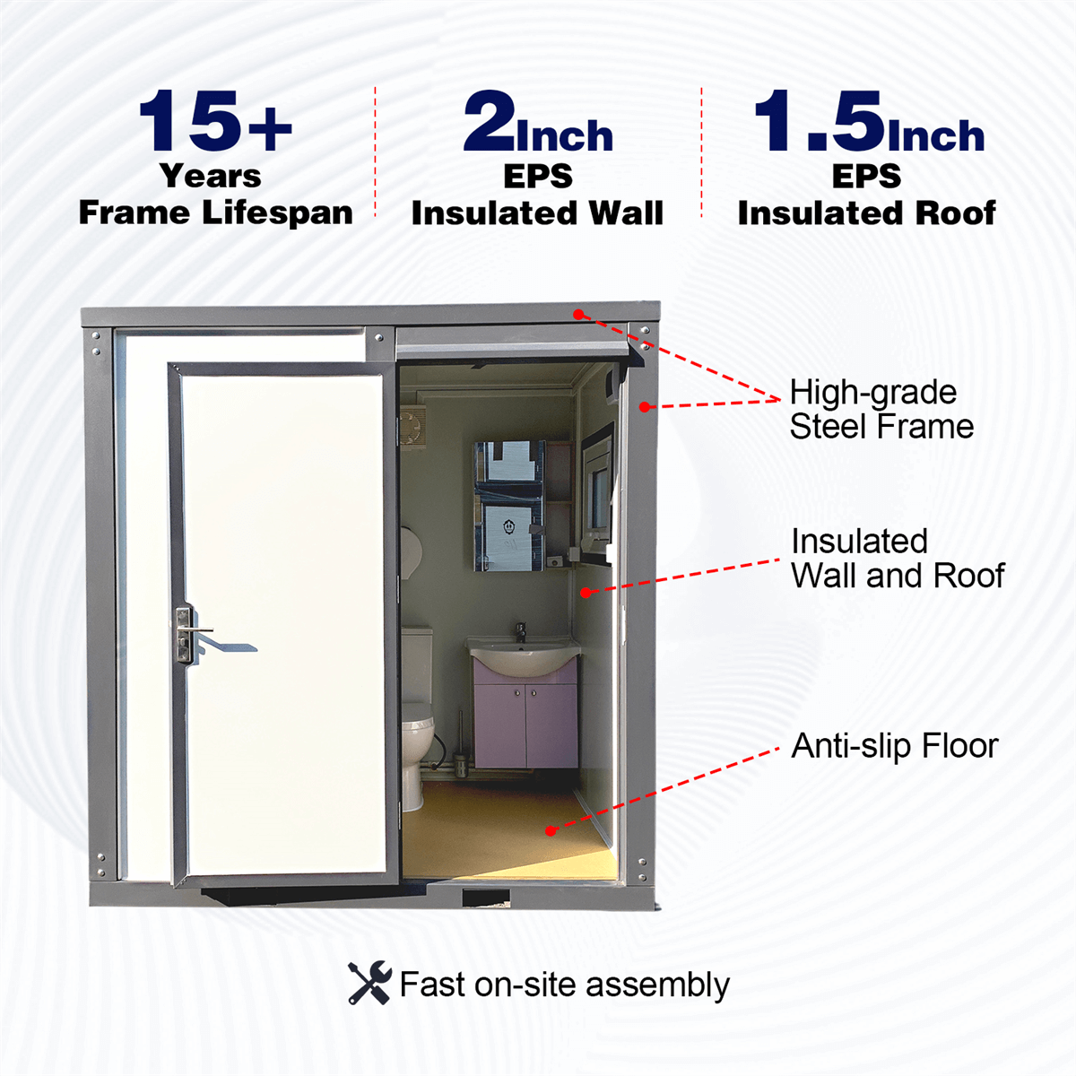 Chery Industrial  Bastone Portable Toilet with Shower Curtain Style