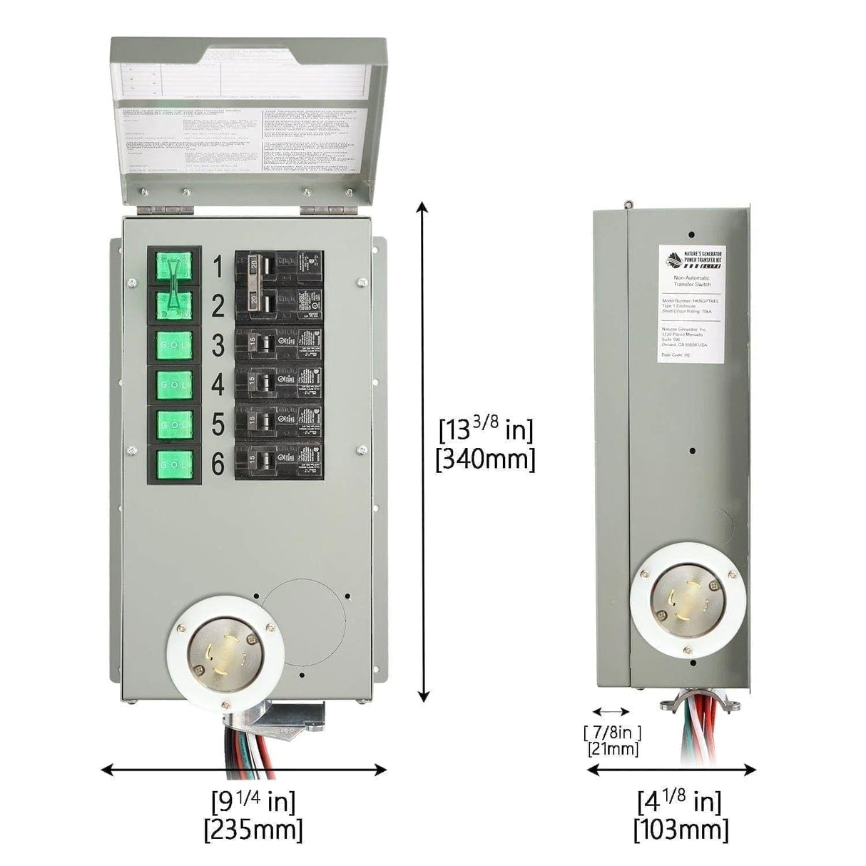 Nature's Generator 120V/240V 30A 6-Circuit Manual Transfer Switch
