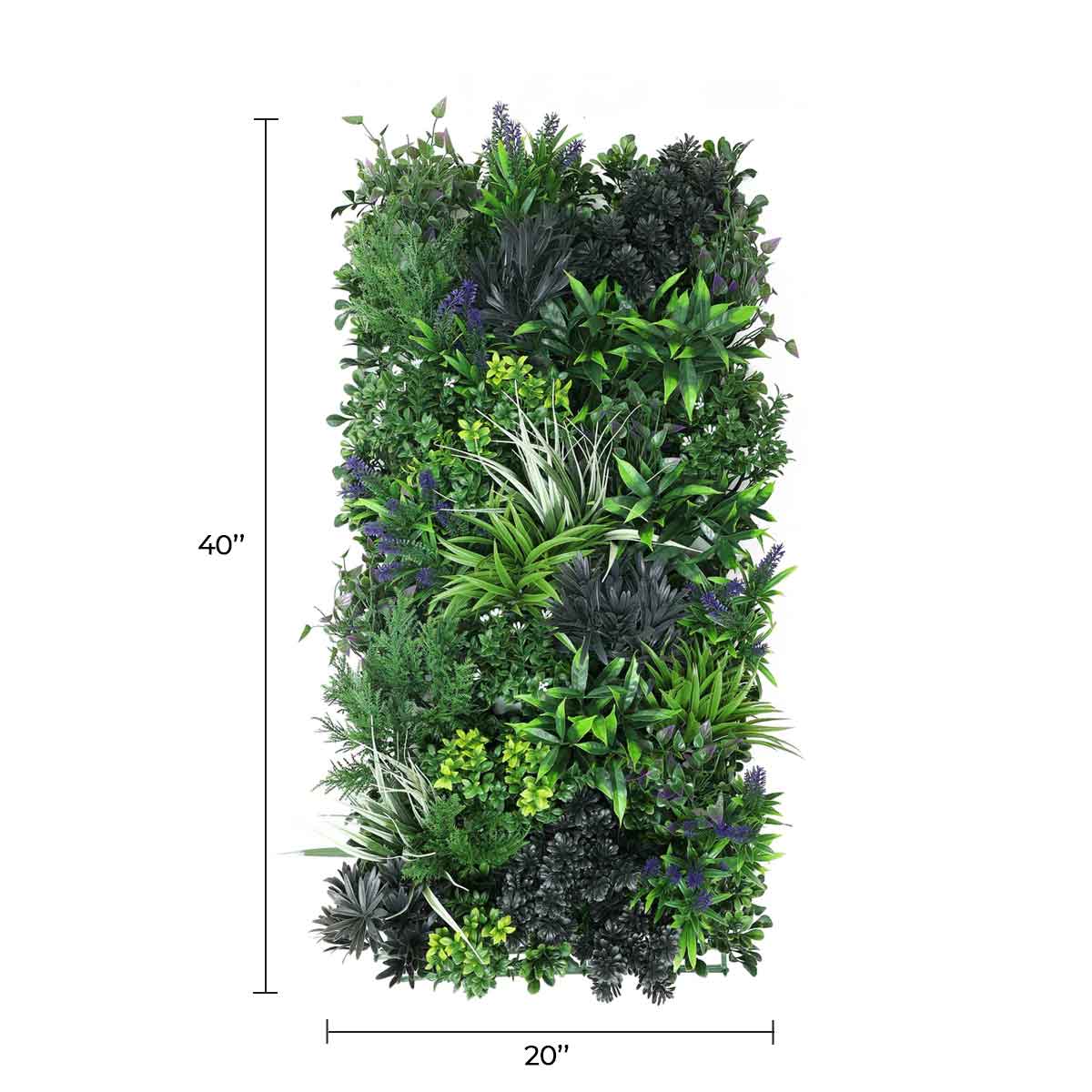 Designer Plants USA Premium Artificial Green Wall Rustic Botanical Lavender 40"x 20" Commercial Grade UV Resistant