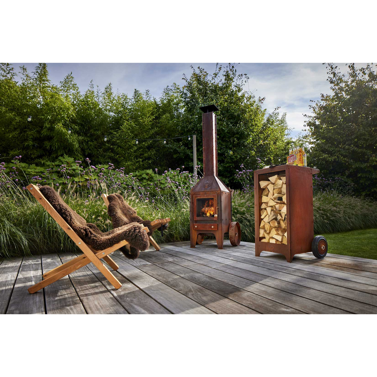 Bijuga CorTen Steel Outdoor Wood Fireplace BIJUGA