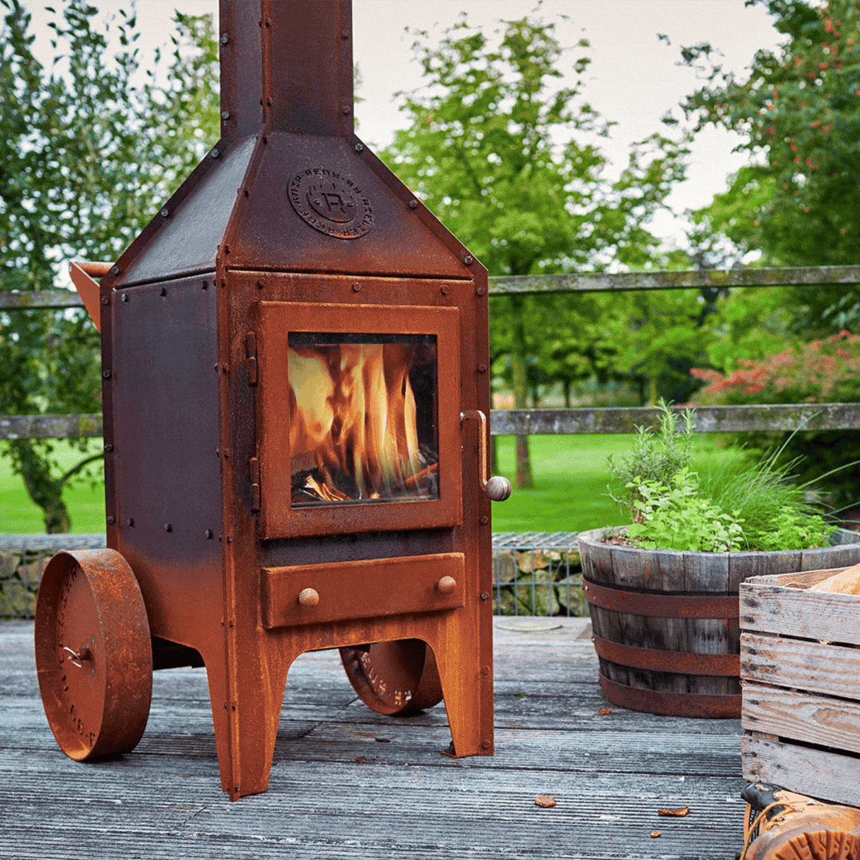 Bijuga CorTen Steel Outdoor Wood Fireplace BIJUGA