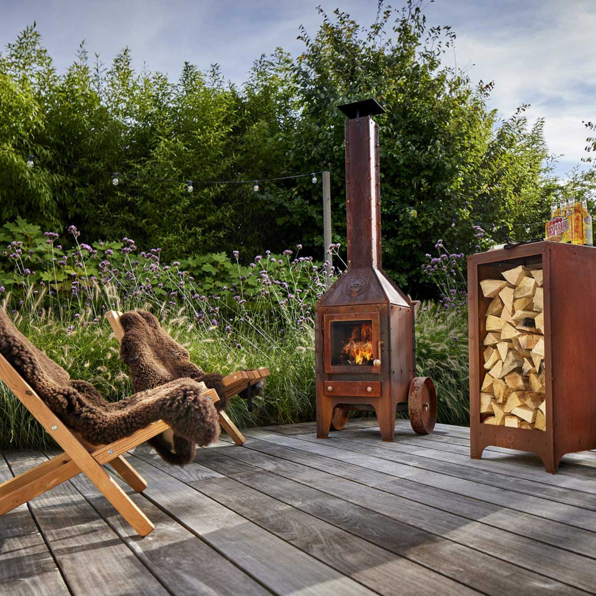 Bijuga CorTen Steel Outdoor Wood Fireplace BIJUGA