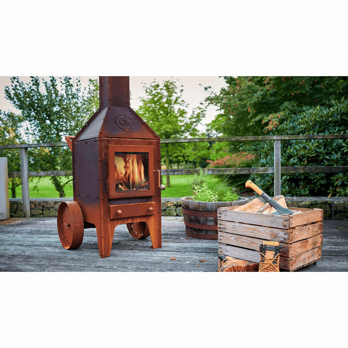 Bijuga CorTen Steel Outdoor Wood Fireplace BIJUGA