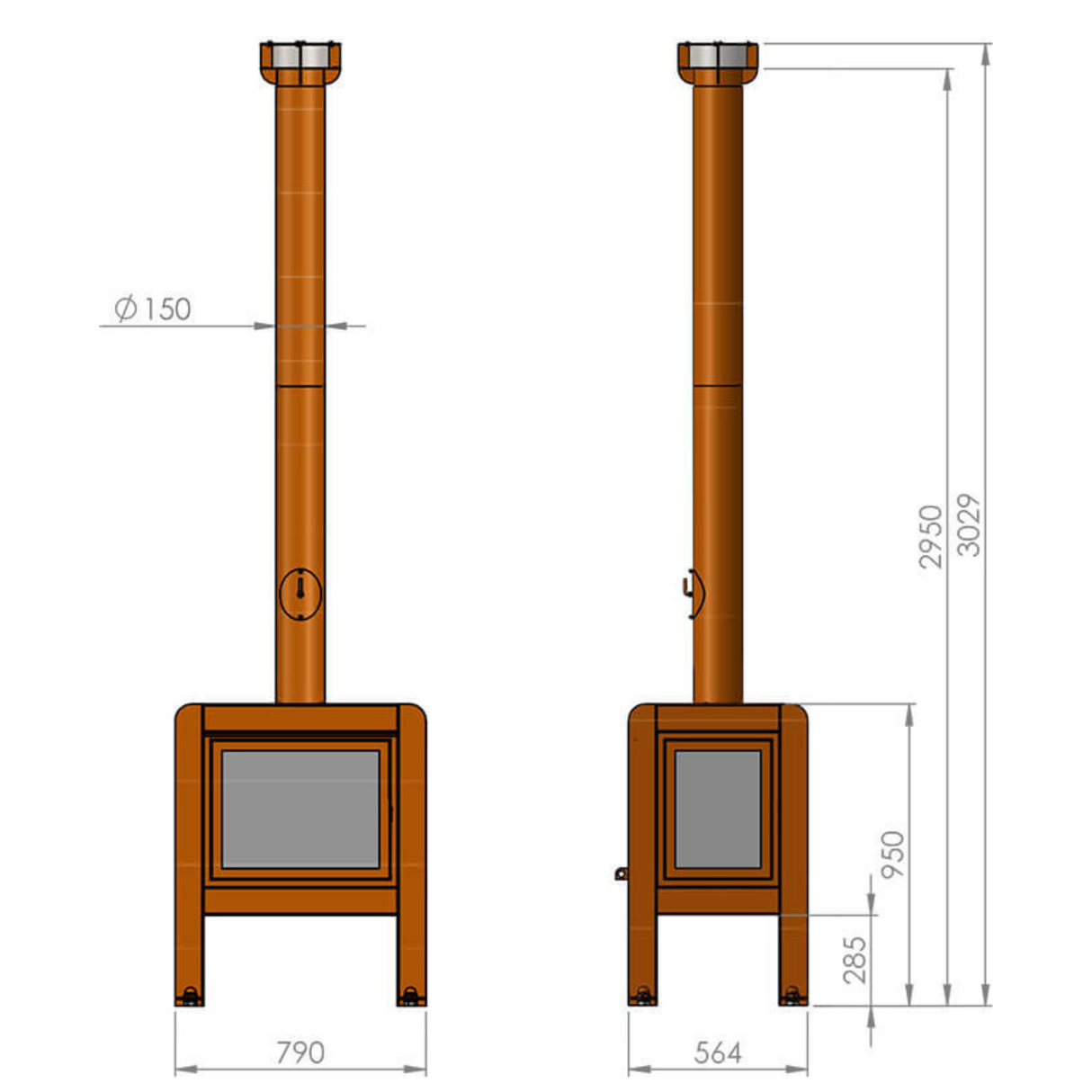 Fennek 80 4-Sided Glass Outdoor Fireplace FENNEK-80-4