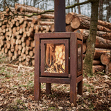 Quaruba XL Mobile 4-Sided Glass Matte Stainless Steel Outdoor Fireplace QUARUBA-XL-4-SS