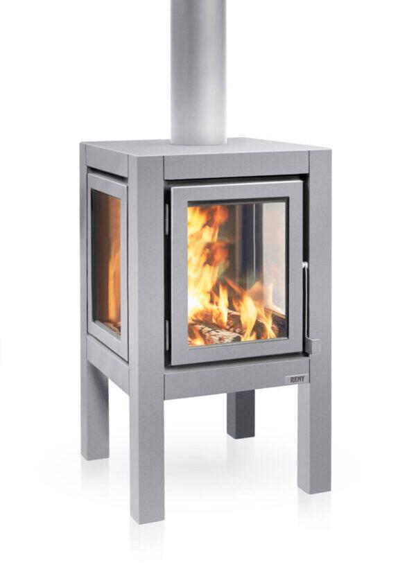 Quaruba XL Mobile 4-Sided Glass Matte Stainless Steel Outdoor Fireplace QUARUBA-XL-4-SS