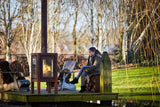 Quaruba XXL Mobile 4-Sided Glass Warm Brown CorTen Steel Wood-Burning Outdoor Fireplace RB73