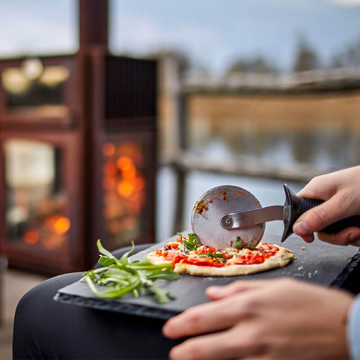 Quercus 3-Sided Glass Outdoor Fireplace with Oven QUERCUS