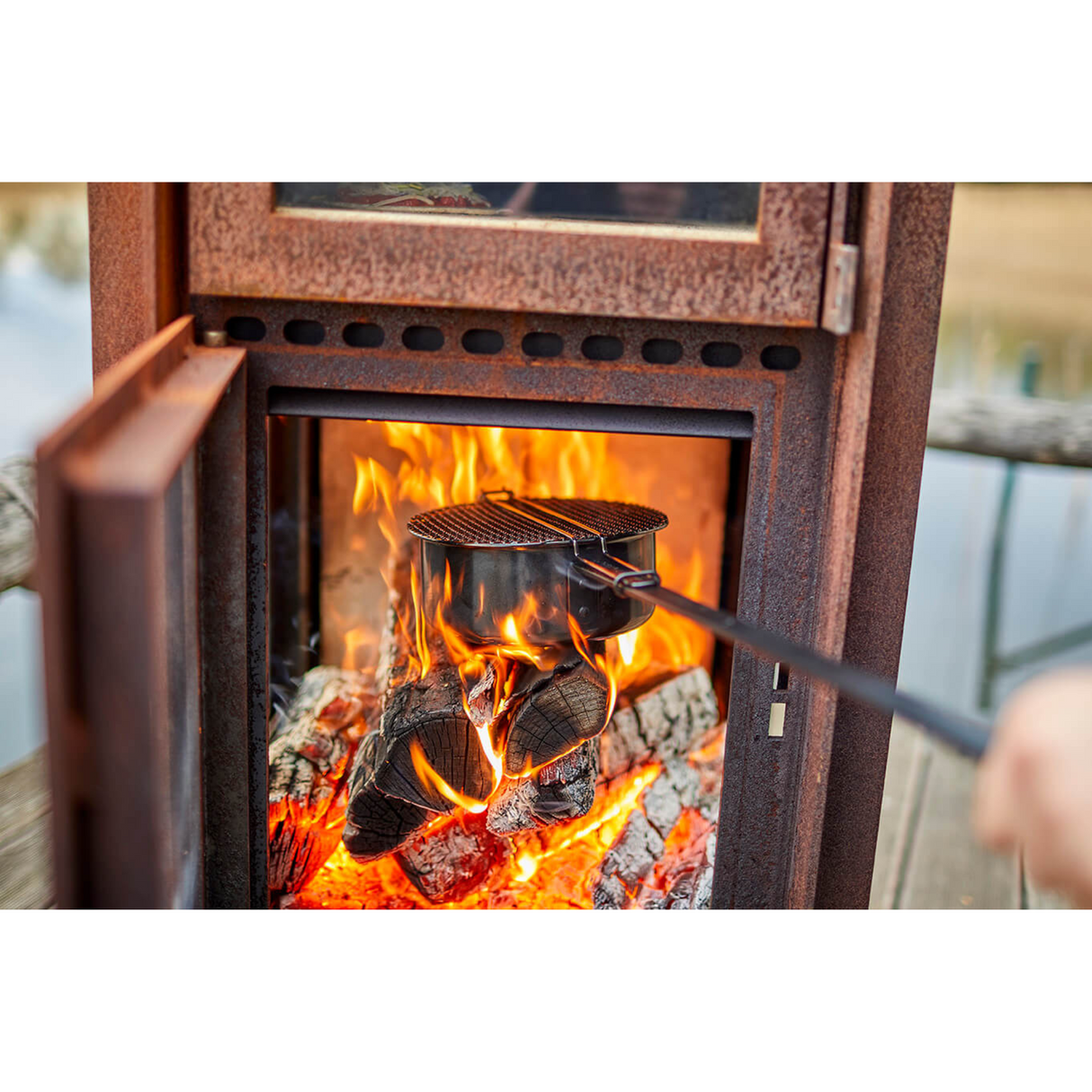Quercus 3-Sided Glass Outdoor Fireplace with Oven QUERCUS