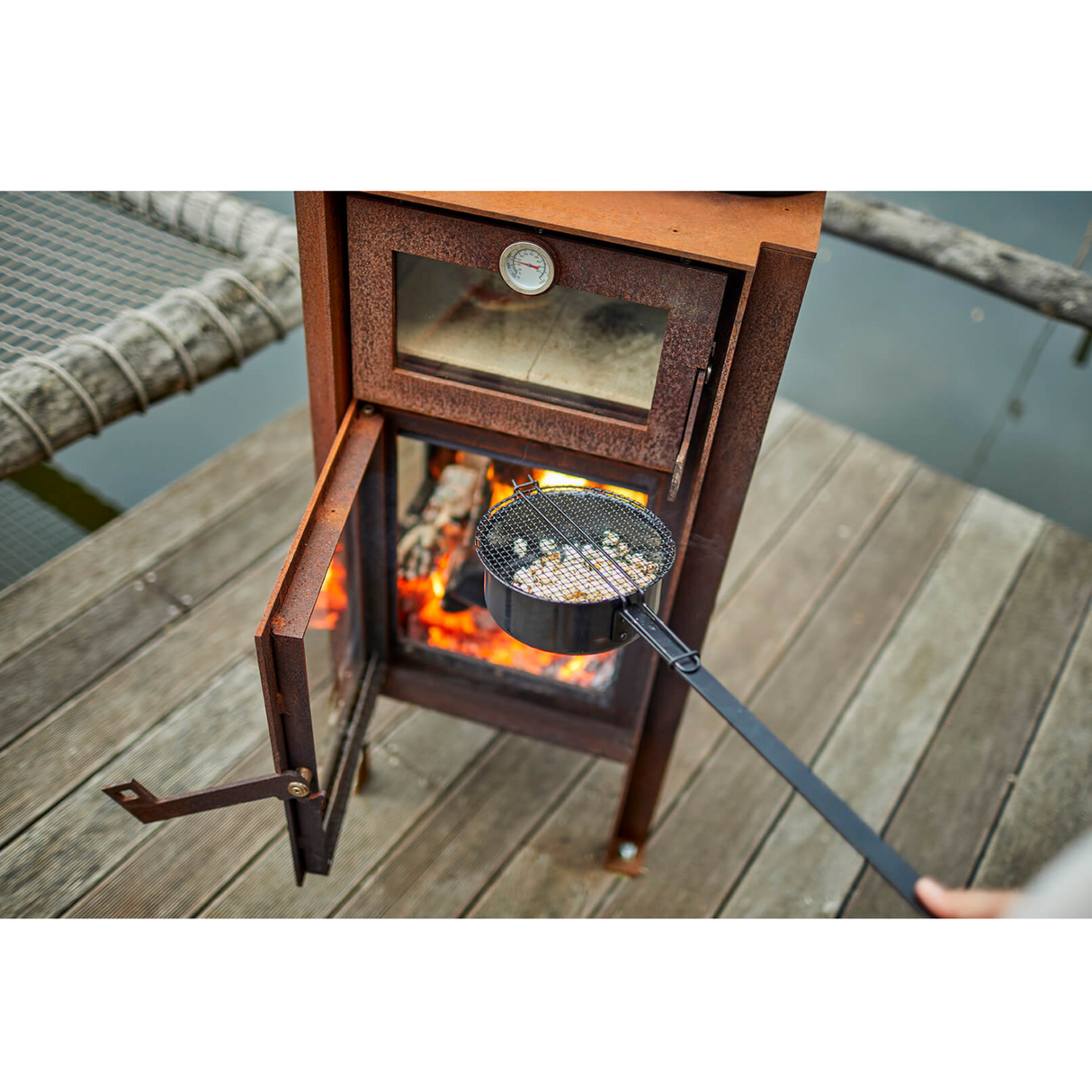 Quercus 3-Sided Glass Outdoor Fireplace with Oven QUERCUS