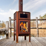 Quercus 3-Sided Glass Outdoor Fireplace with Oven QUERCUS