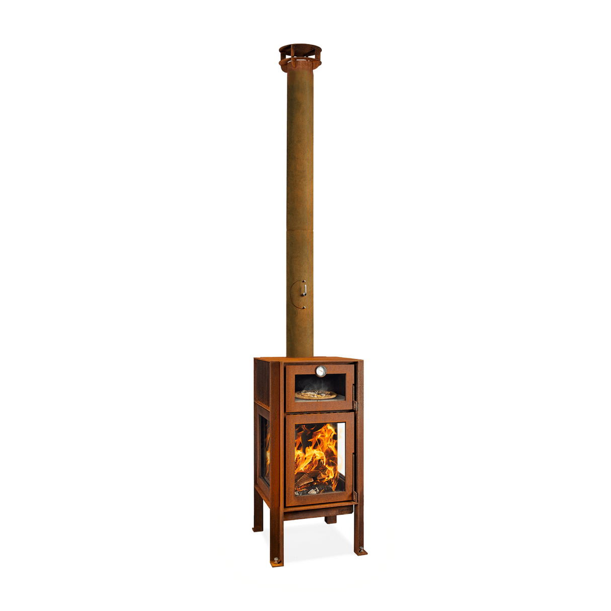 Quercus 3-Sided Glass Outdoor Fireplace with Oven QUERCUS