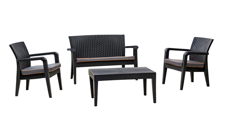 Rainbow Outdoor Alaska 4-Piece Seating Set with Cushions-Anthracite