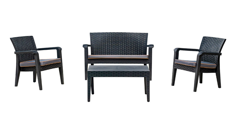 Rainbow Outdoor Alaska 4-Piece Seating Set with Cushions-Anthracite