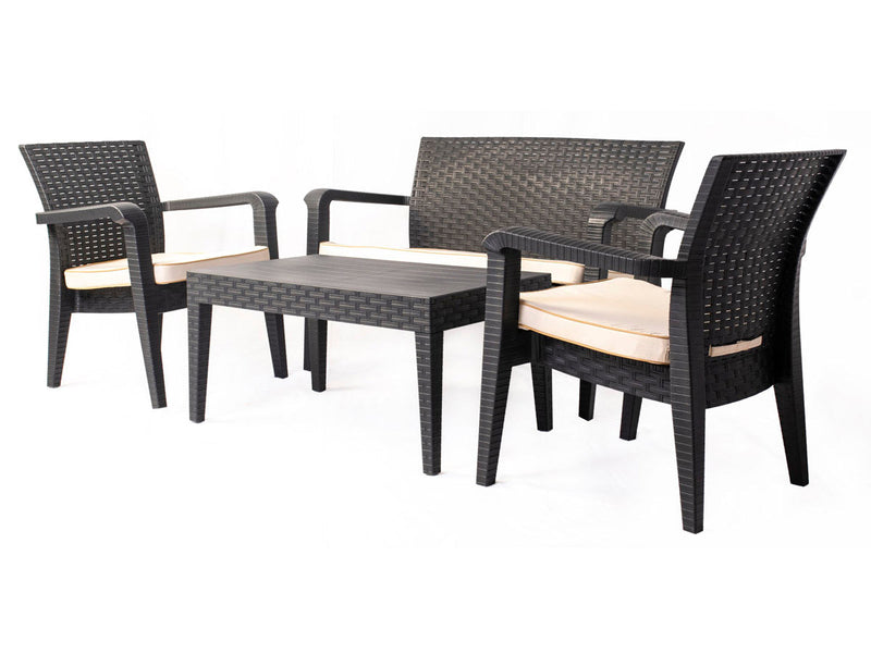 Rainbow Outdoor Alaska 4-Piece Seating Set with Cushions-Anthracite