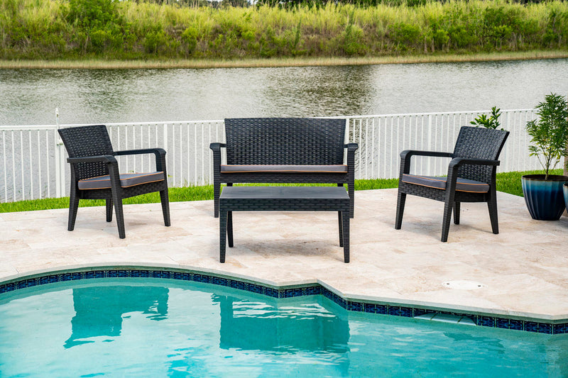 Rainbow Outdoor Alaska 4-Piece Seating Set with Cushions-Anthracite