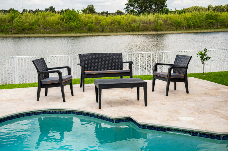 Rainbow Outdoor Alaska 4-Piece Seating Set with Cushions-Anthracite