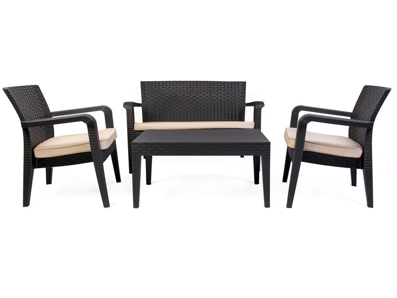 Rainbow Outdoor Alaska 4-Piece Seating Set with Cushions-Anthracite