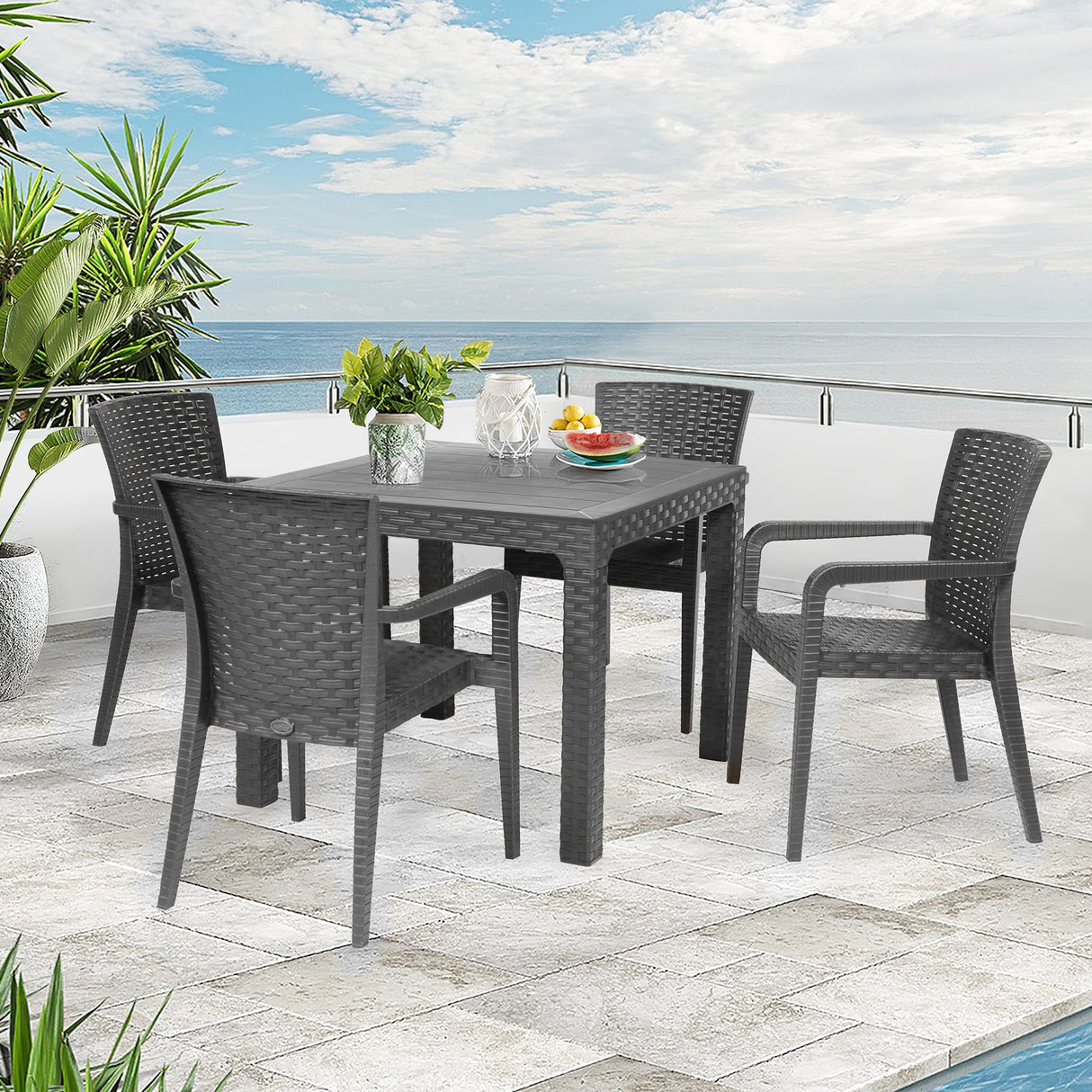 Rainbow Outdoor Alberta Set of 2 Stackable Armchair-Anthracite