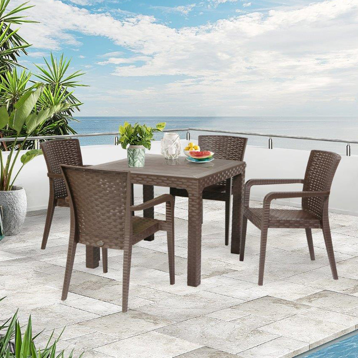 Rainbow Outdoor Alberta 5-Piece Dining Set-Brown