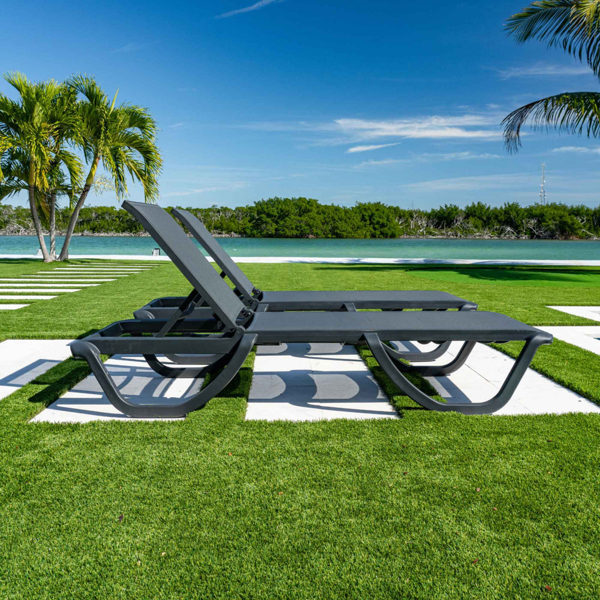 Rainbow Outdoor Florence Set of 2 Chaise Lounger - Anthracite - Anthracite Sling