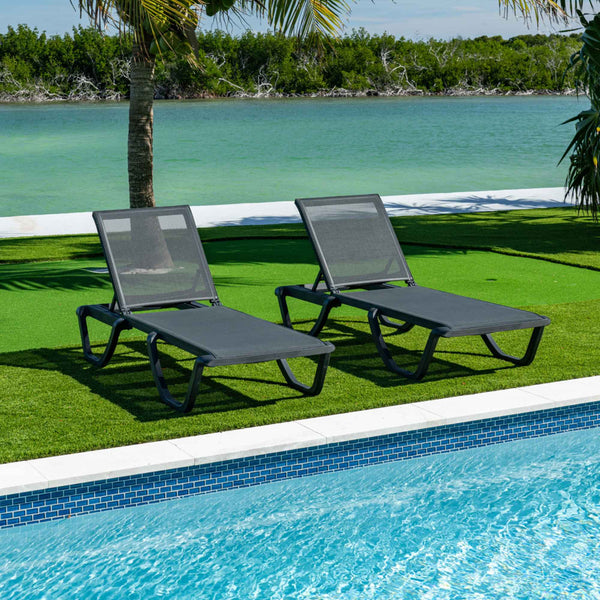 Rainbow Outdoor Florence Set of 2 Chaise Lounger - Anthracite - Anthracite Sling