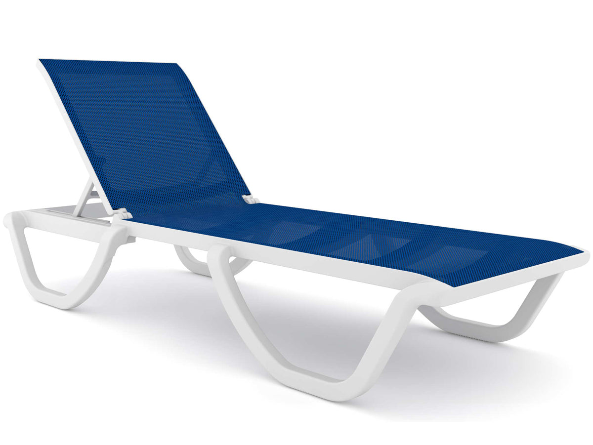 Rainbow Outdoor Florence Set of 2 Chaise Lounger - White - Blue Sling
