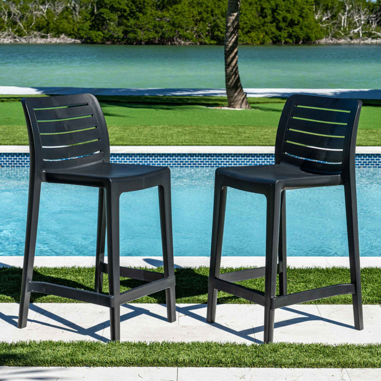 Rainbow Outdoor Leva Set of 2 Barstools - Anthracite