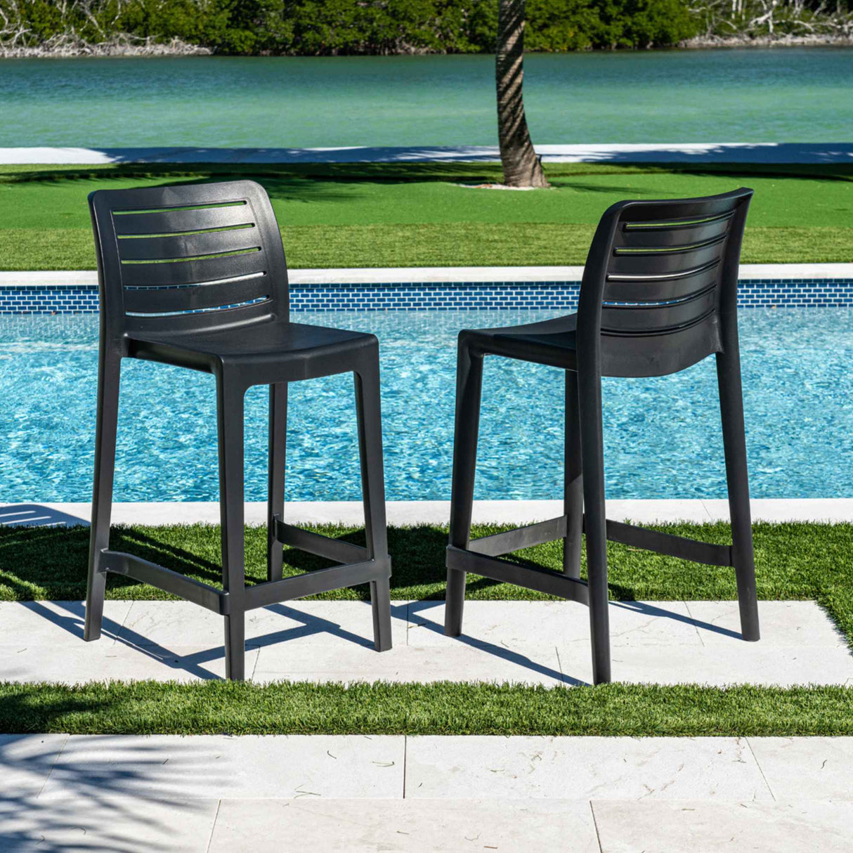 Rainbow Outdoor Leva Set of 2 Counter Stools - Anthracite