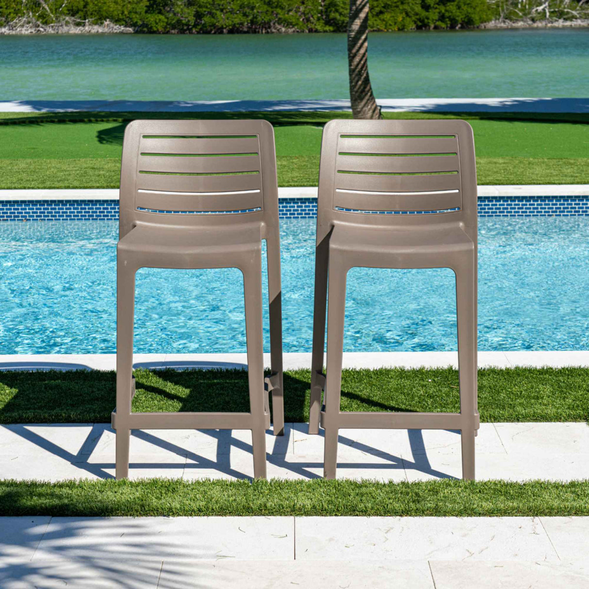 Rainbow Outdoor Leva Set of 2 Barstools - Cappucino