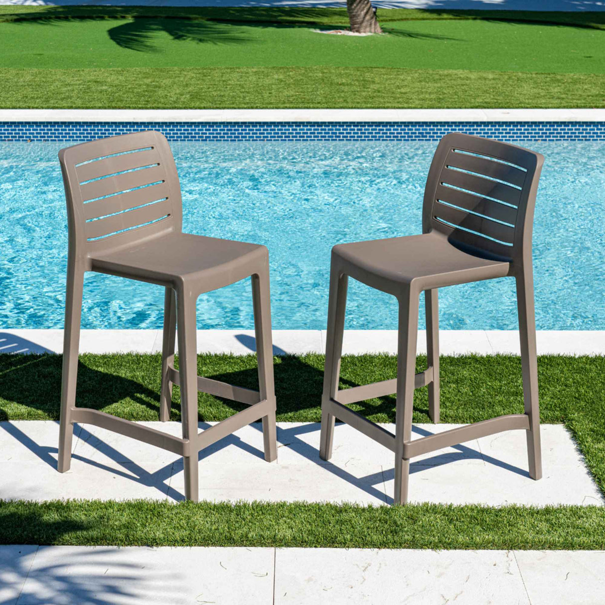 Rainbow Outdoor Leva Set of 2 Counter Stools - Cappucino