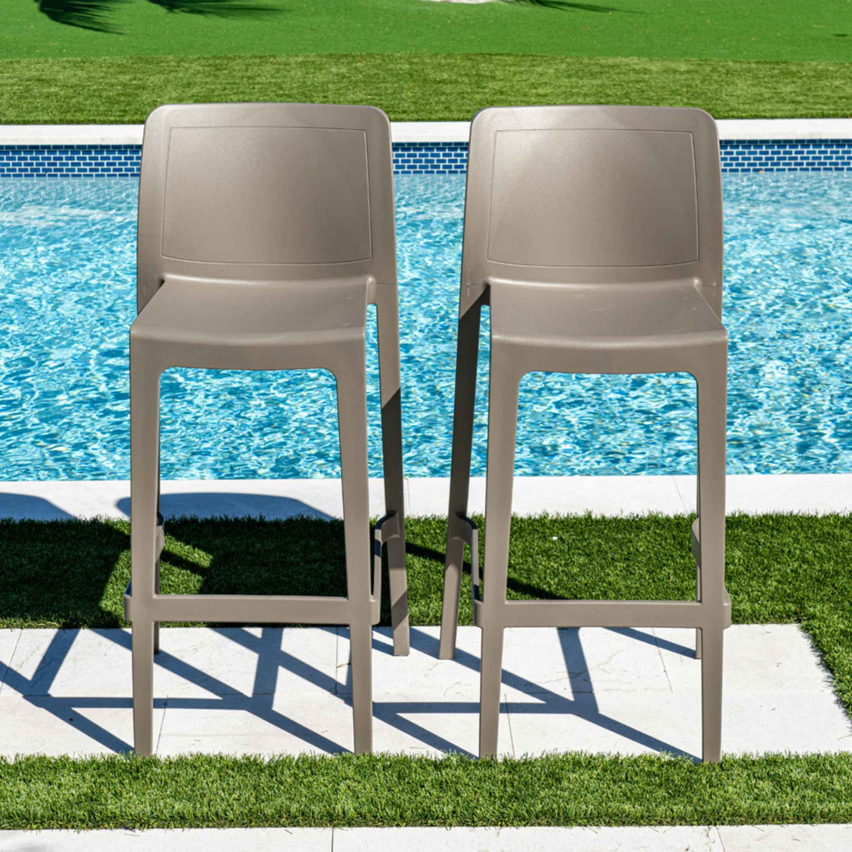Rainbow Outdoor Luna Set of 2 Barstools - Cappuccino
