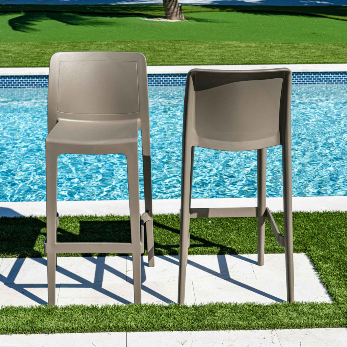 Rainbow Outdoor Luna Set of 2 Barstools - Cappuccino