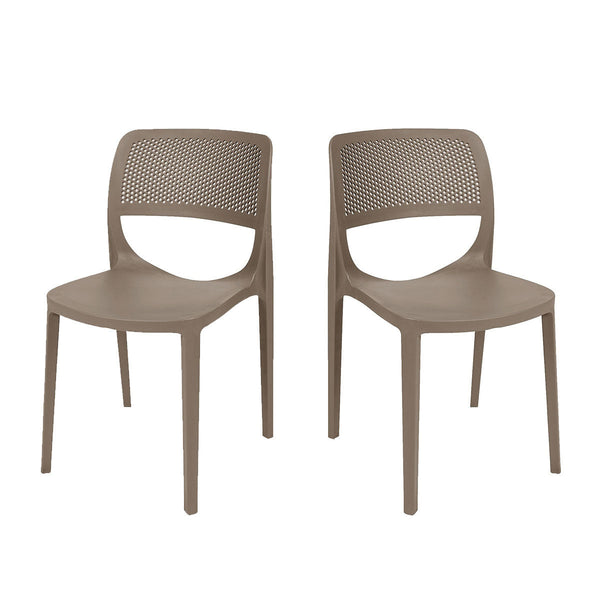 Rainbow Outdoor Mila Set of 2 Stackable Side Chair-Cappuccino