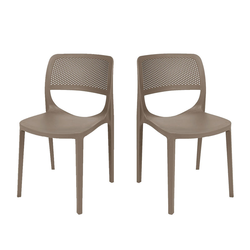 Rainbow Outdoor Mila Set of 2 Stackable Side Chair-Cappuccino