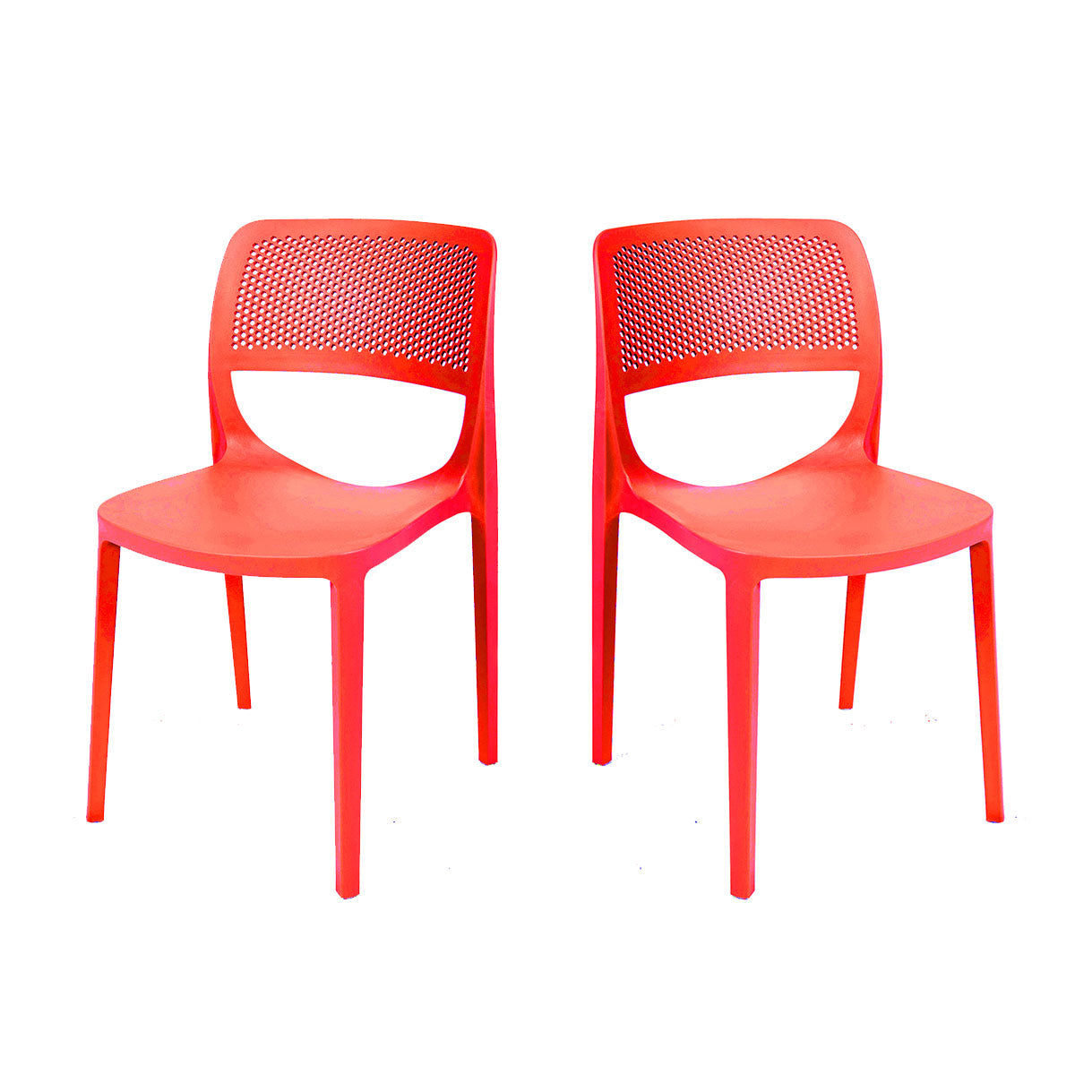 Rainbow Outdoor Mila Set of 2 Stackable Side Chair-Red