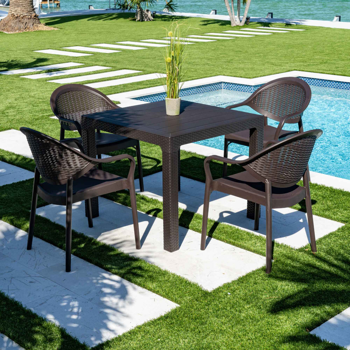 Rainbow Outdoor Mona 5-Piece Dining Set-Brown