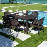 Rainbow Outdoor Mona 7-Piece Dining Set-Brown