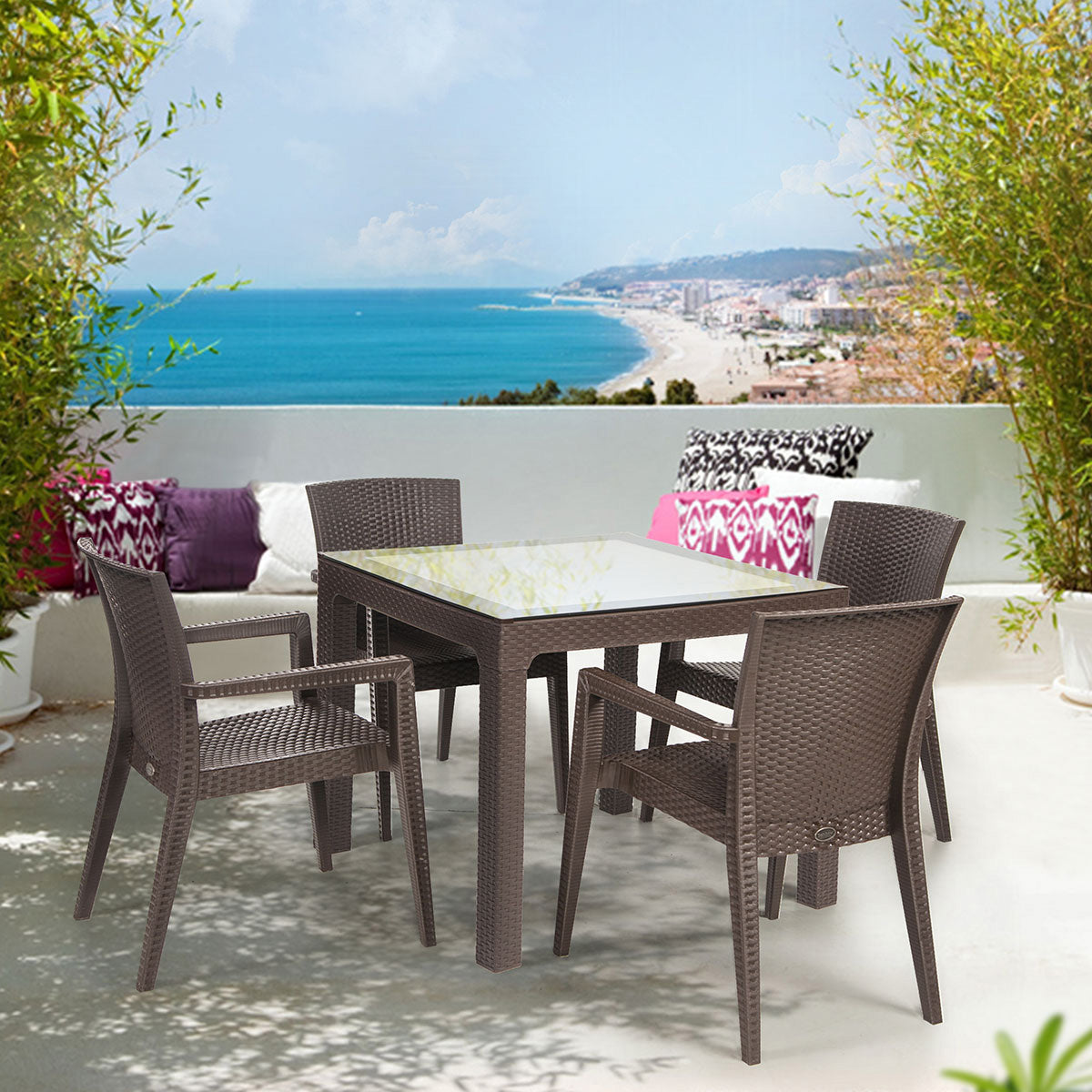 Rainbow Outdoor Montana 5-Piece Dining Set-Brown