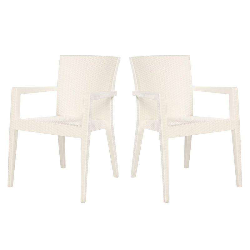 Rainbow Outdoor Montana Set of 2 Stackable Armchair-White