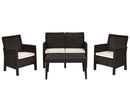 Rainbow Outdoor Nova 4-Piece Settee Set with Loveseat and Cushions-Brown
