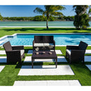 Rainbow Outdoor Nova 4-Piece Settee Set with Loveseat and Cushions-Brown